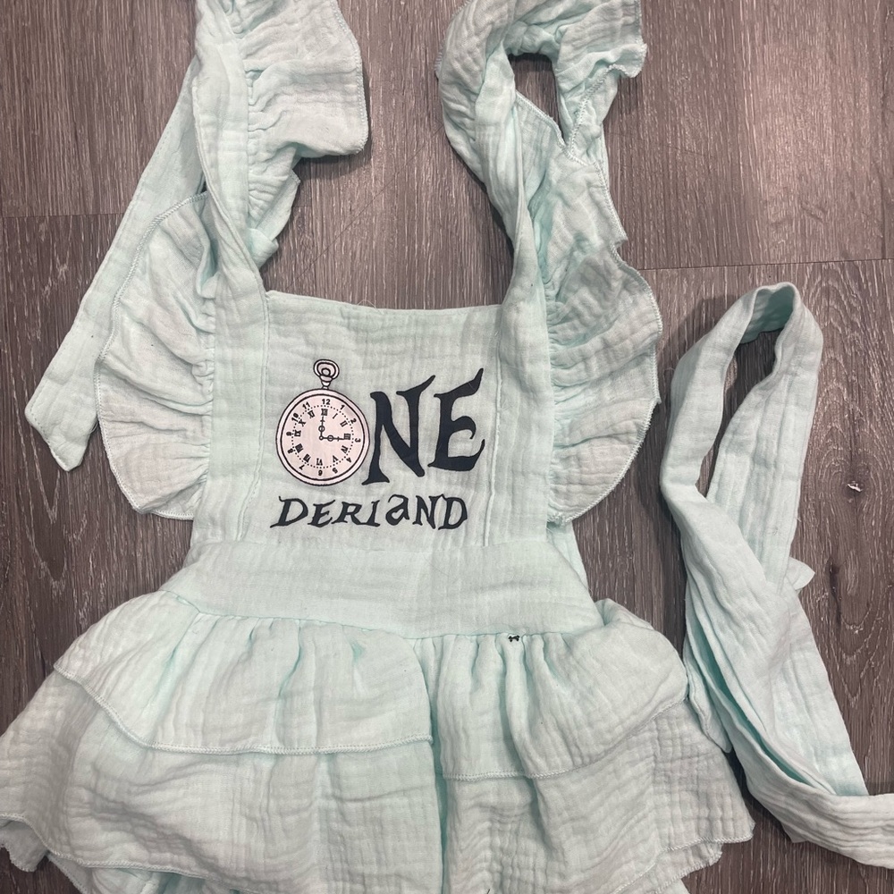 Mint Green Ruffled Dress with Clock Print